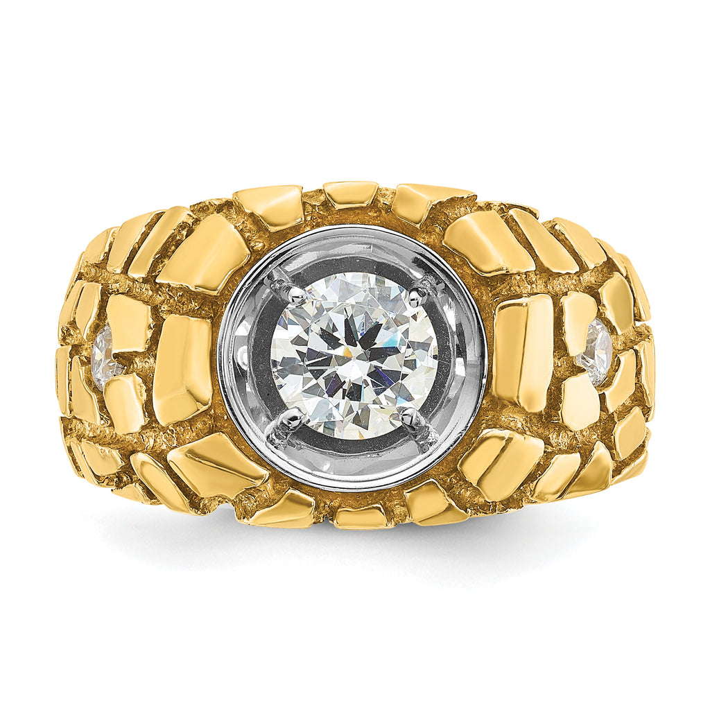 14k Two-tone Mens Diamond Nugget Ring Mounting, Mounting Only - Sophia Jewelers