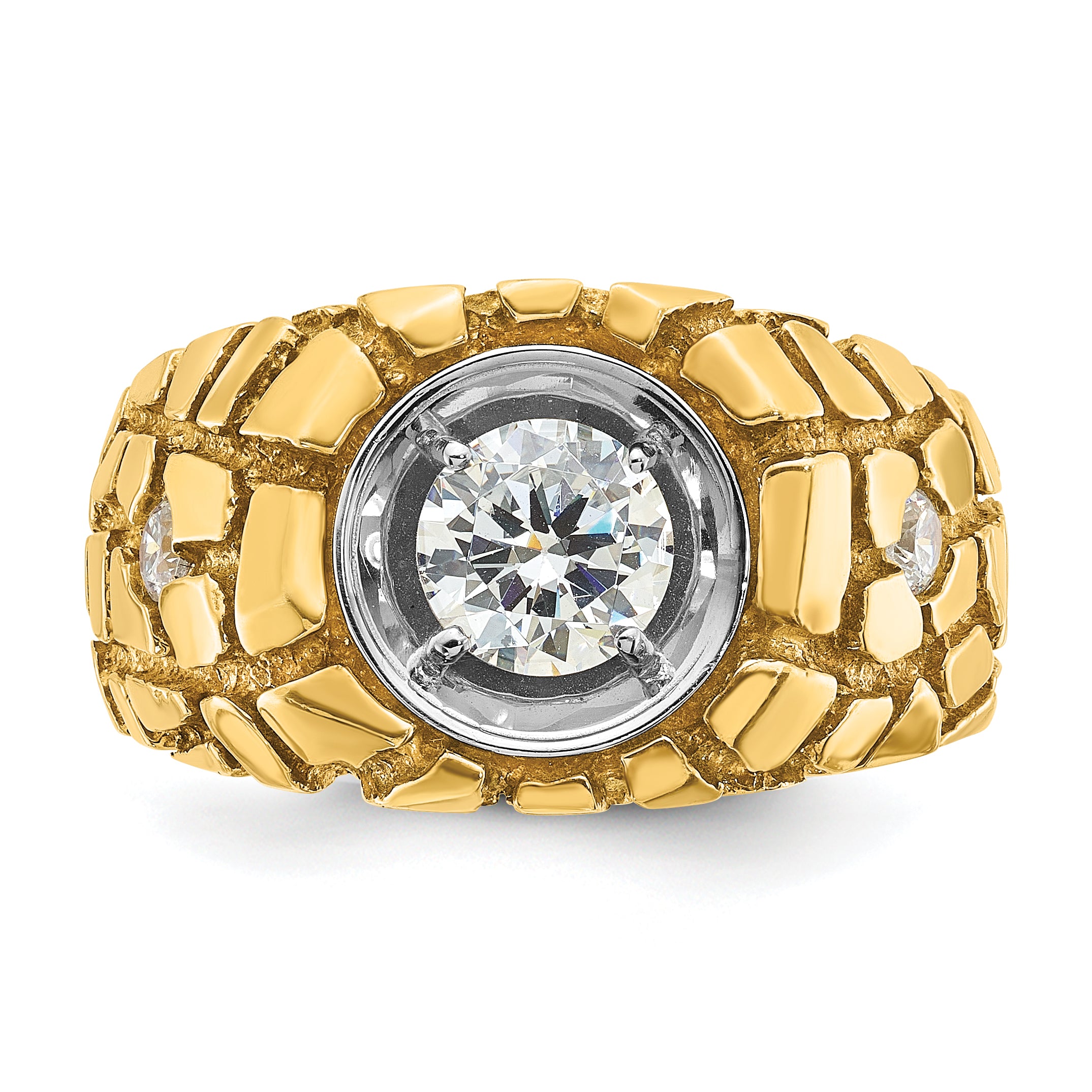 14k Two-tone Mens Diamond Nugget Ring Mounting, Mounting Only - Sophia Jewelers