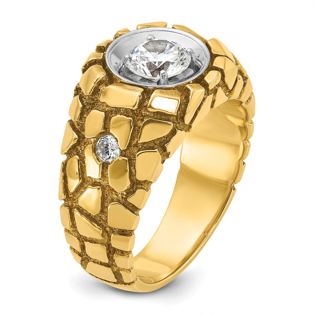 14k Two-tone Mens Diamond Nugget Ring Mounting, Mounting Only - Sophia Jewelers