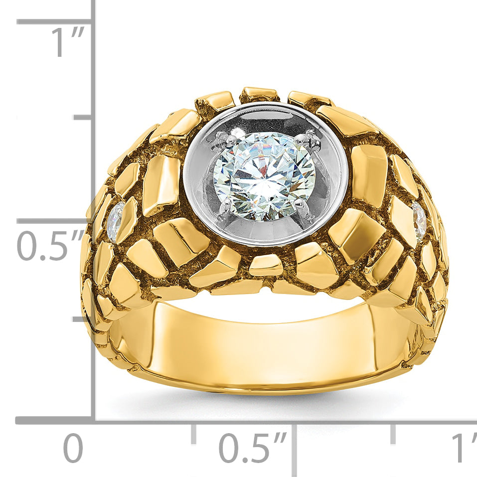 14k Two-tone Mens Diamond Nugget Ring Mounting, Mounting Only - Sophia Jewelers
