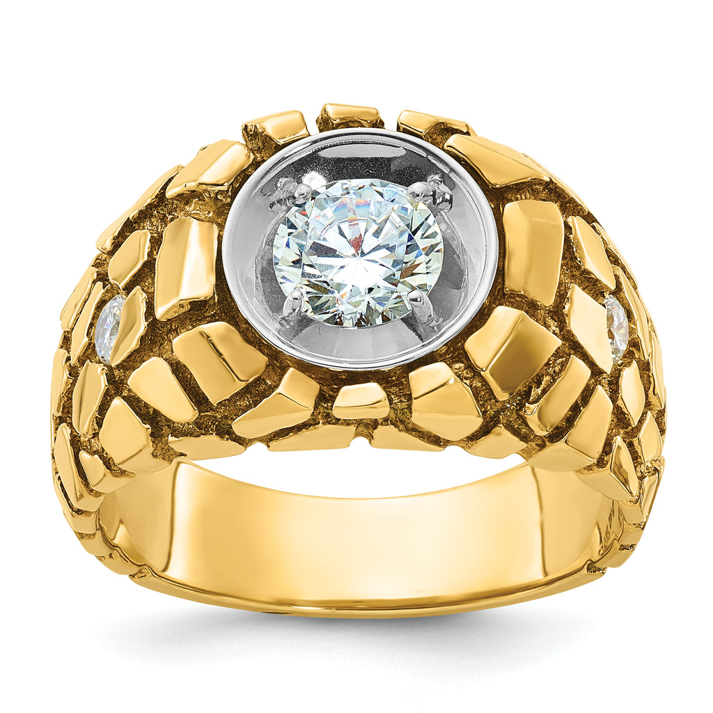 14k Two-tone Mens Diamond Nugget Ring Mounting, Mounting Only - Sophia Jewelers