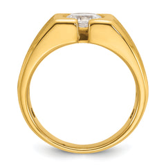 14k 1 carat Lab Grown Diamond VS/SI+ G+ Complete Polished and Satin Men's Ring