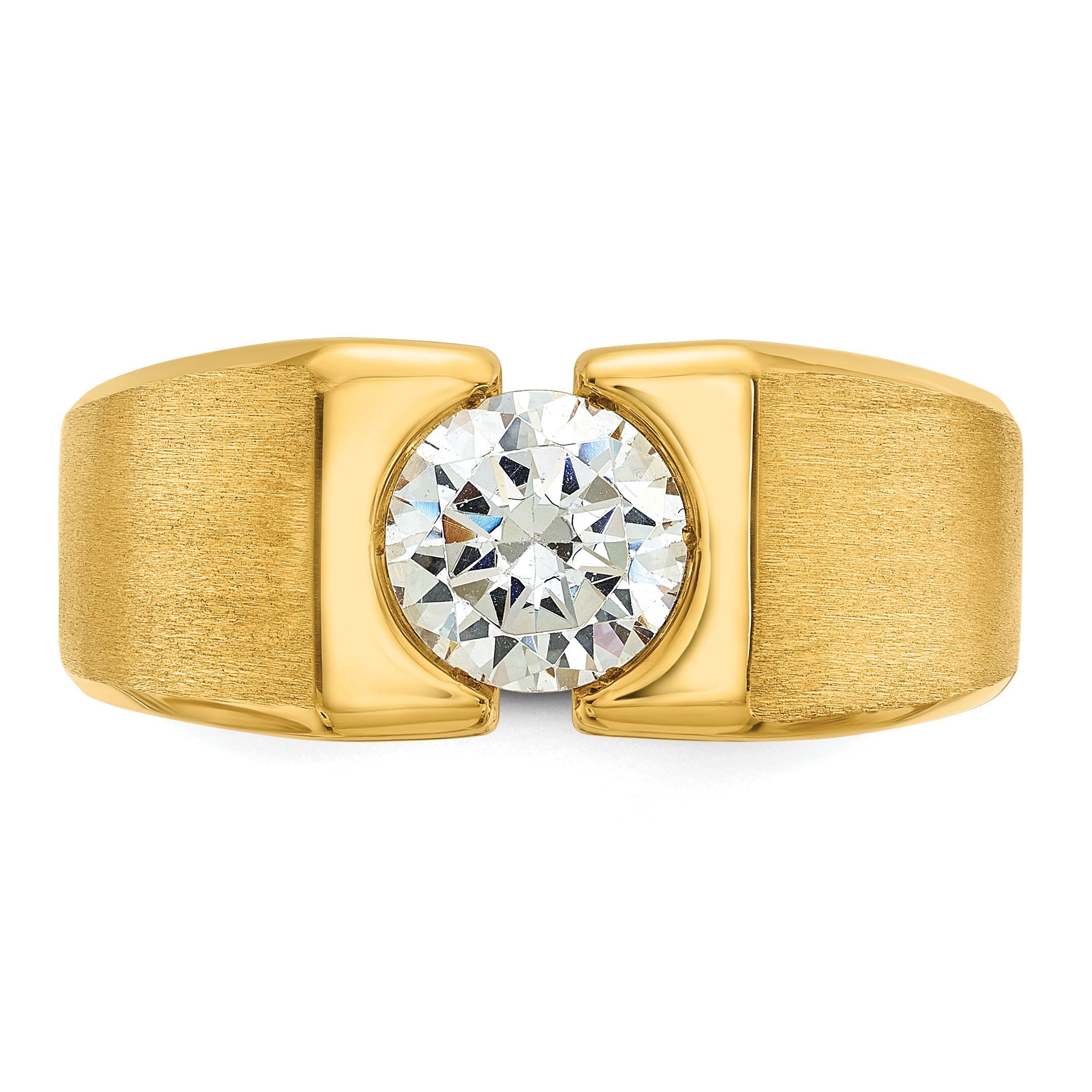 14k 1 carat Lab Grown Diamond VS/SI+ G+ Complete Polished and Satin Men's Ring