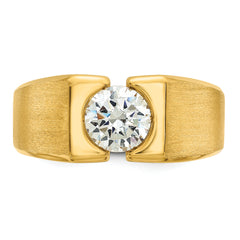 14k 1 carat Lab Grown Diamond VS/SI+ G+ Complete Polished and Satin Men's Ring