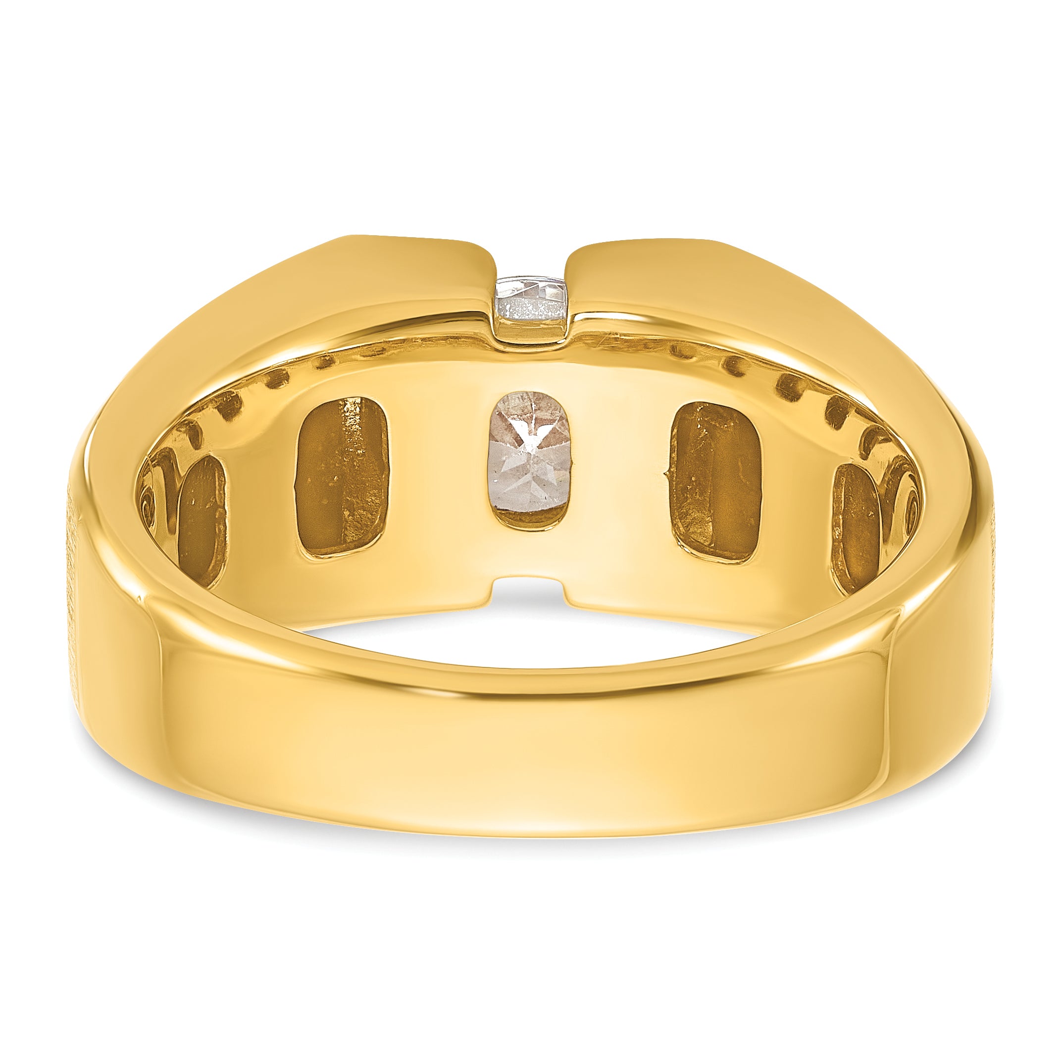 14k 1 carat Lab Grown Diamond VS/SI+ G+ Complete Polished and Satin Men's Ring