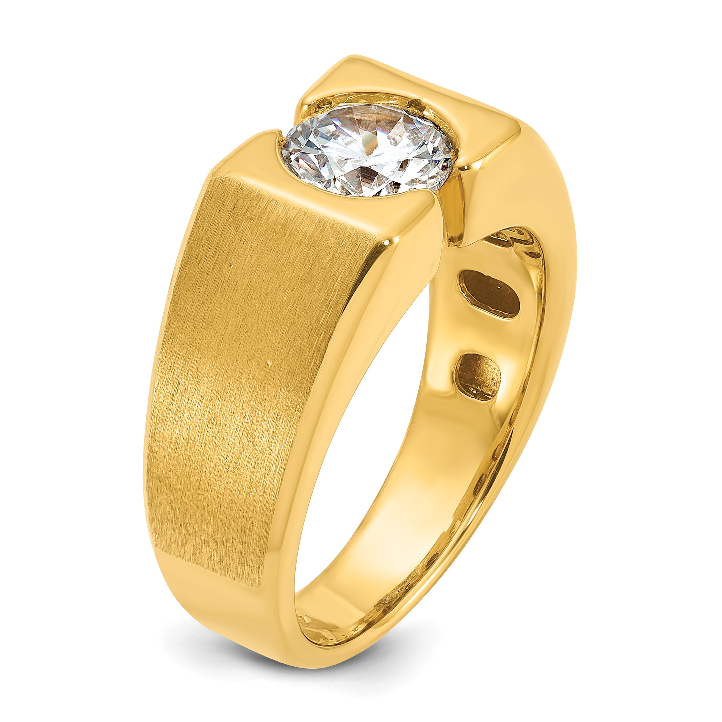 14k 1 carat Lab Grown Diamond VS/SI+ G+ Complete Polished and Satin Men's Ring