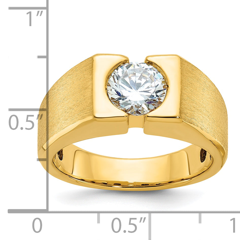 14k 1 carat Lab Grown Diamond VS/SI+ G+ Complete Polished and Satin Men's Ring