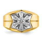 14k Two-tone Men's Polished and Grooved Star Ring Mounting, Mounting Only - Sophia Jewelers