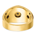 14k Two-tone Men's Polished and Grooved Star Ring Mounting, Mounting Only - Sophia Jewelers