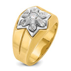 14k Two-tone Men's Polished and Grooved Star Ring Mounting, Mounting Only - Sophia Jewelers