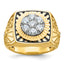 10k Two-tone with Black Enamel Men's Polished Textured and Diamond-cut 1 Carat A Quality Diamond Stars and Stripes Round Cluster Ring