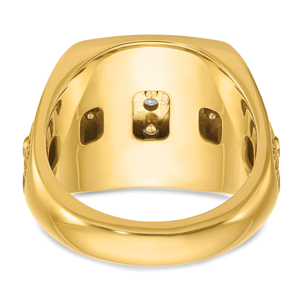 14k Two-tone with Black Enamel Men's Polished Textured and Diamond-cut 1 Carat AA Quality Diamond St - Sophia Jewelers