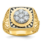 14k Two-tone Men's Polished Textured and Diamond-cut Stars and Stripes Round Cluster Ring Mounting, Mounting Only - Sophia Jewelers