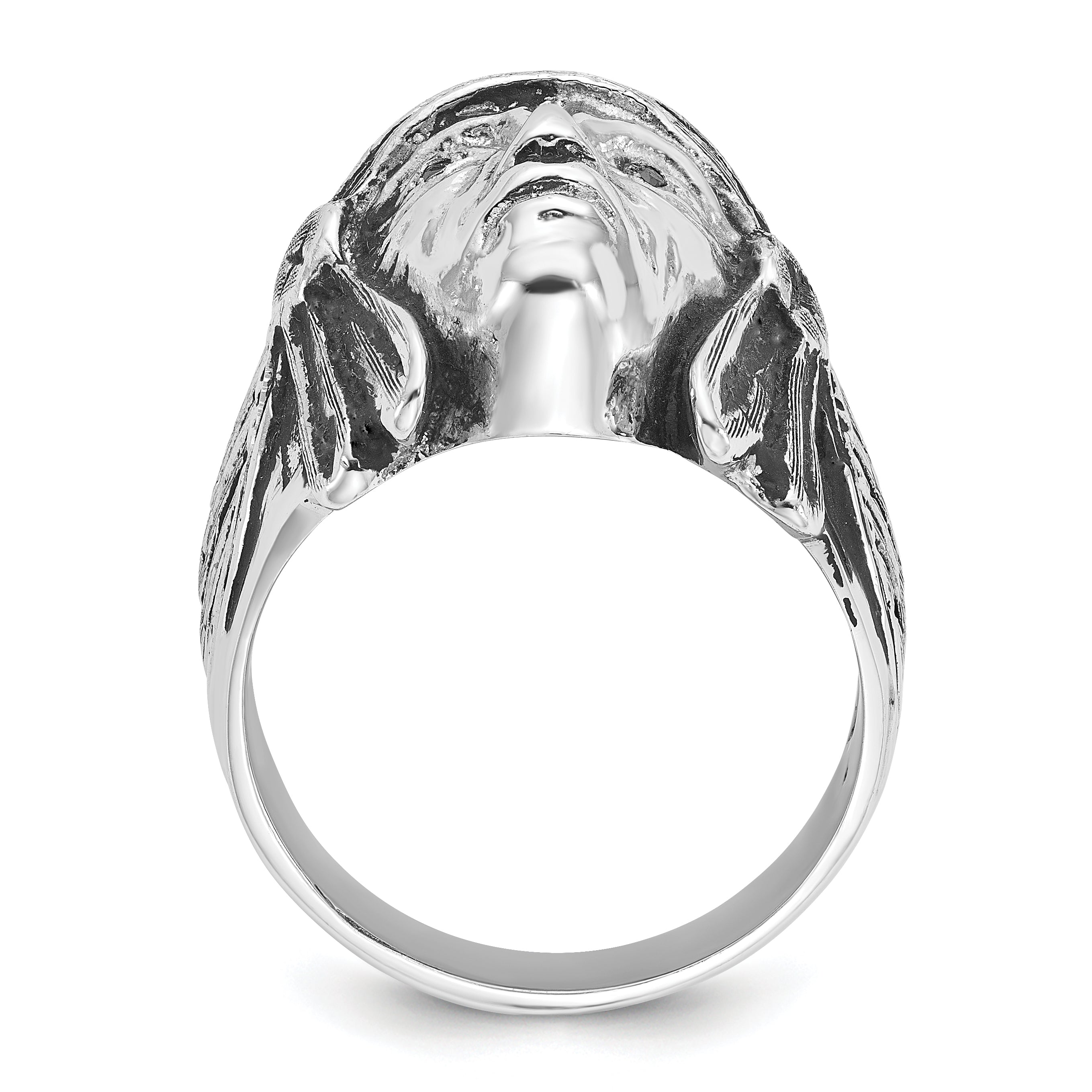 14kw Men's Antiqued Black Diamond Native Headdress Complete Ring Secondary image