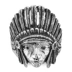 14kw Men's Antiqued Black Diamond Native Headdress Complete Ring