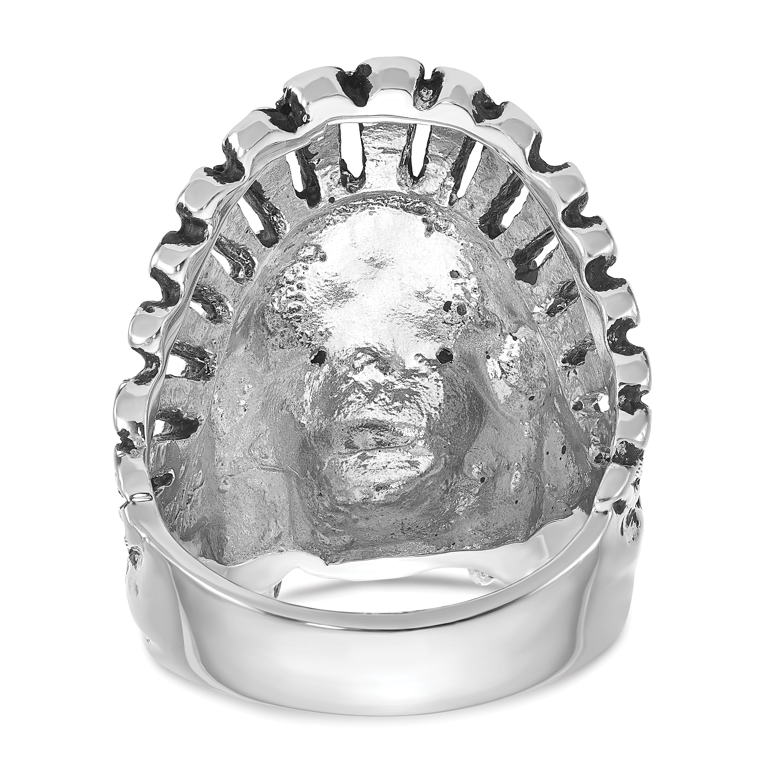 14kw Men's Antiqued Black Diamond Native Headdress Complete Ring