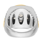 14k Two-tone Men's Polished Satin and Ribbed 3 Carat AA Quality Diamond Round Cluster Ring - Sophia Jewelers