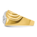 14k with White Rhodium Men's Polished and Grooved 3-Stone 1 Carat AA Quality Diamond Ring - Sophia Jewelers