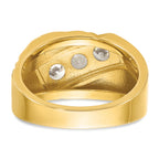 14k Mens Polished and Grooved 3-Stone Ring Mounting, Mounting Only - Sophia Jewelers
