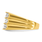 14k Mens Polished and Grooved 3-Row Ring Mounting, Mounting Only - Sophia Jewelers