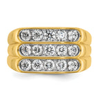 14k Mens Polished and Grooved 3-Row Ring Mounting, Mounting Only - Sophia Jewelers