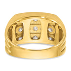 14k Mens Polished and Grooved 3-Row Ring Mounting, Mounting Only - Sophia Jewelers