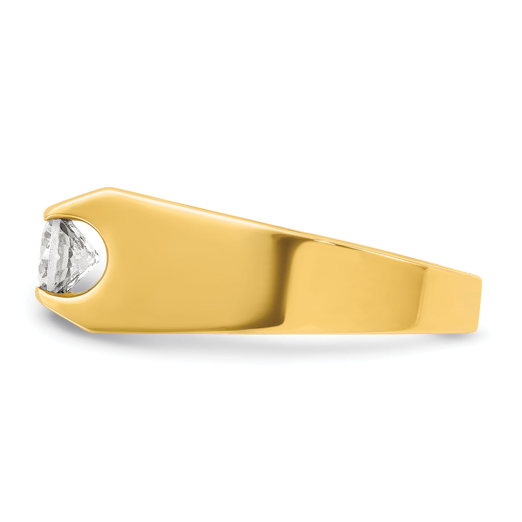 14k Mens Polished 3-Stone Ring Mounting, Mounting Only - Sophia Jewelers