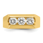 14k Men's Polished 3-Stone 1 Carat AA Quality Diamond Ring - Sophia Jewelers