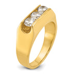 14k Mens Polished 3-Stone Ring Mounting, Mounting Only - Sophia Jewelers