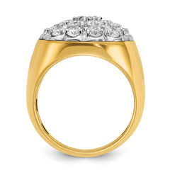 14k Two-tone Men's Polished Round 3 1/4 Carat Lab Grown Diamond Cluster Ring - Sophia Jewelers