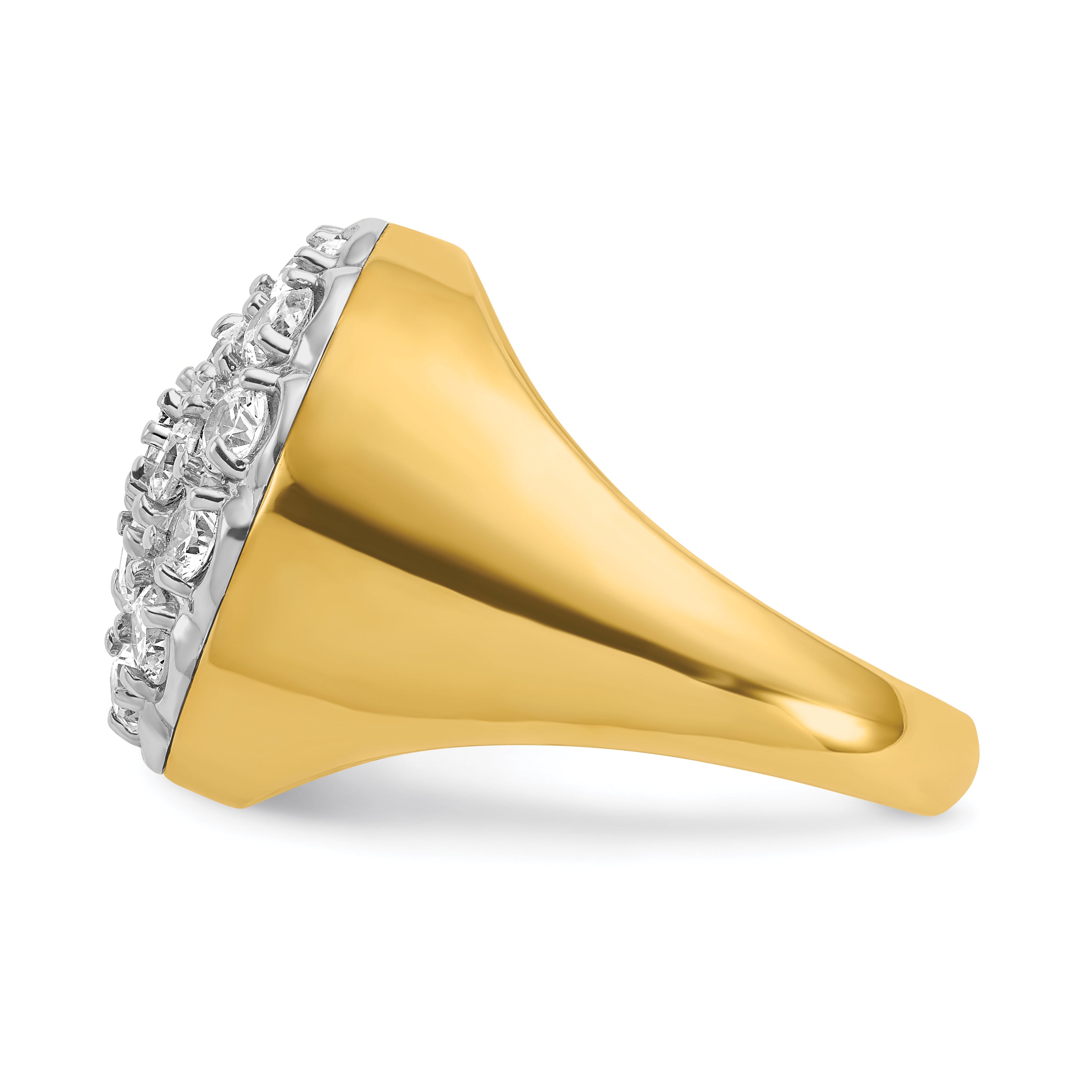 14k Two-tone Men's Polished Round 3 1/4 Carat AA Quality Diamond Cluster Ring - Sophia Jewelers