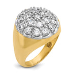 14k Two-tone Mens Polished Round Cluster Ring Mounting, Mounting Only - Sophia Jewelers