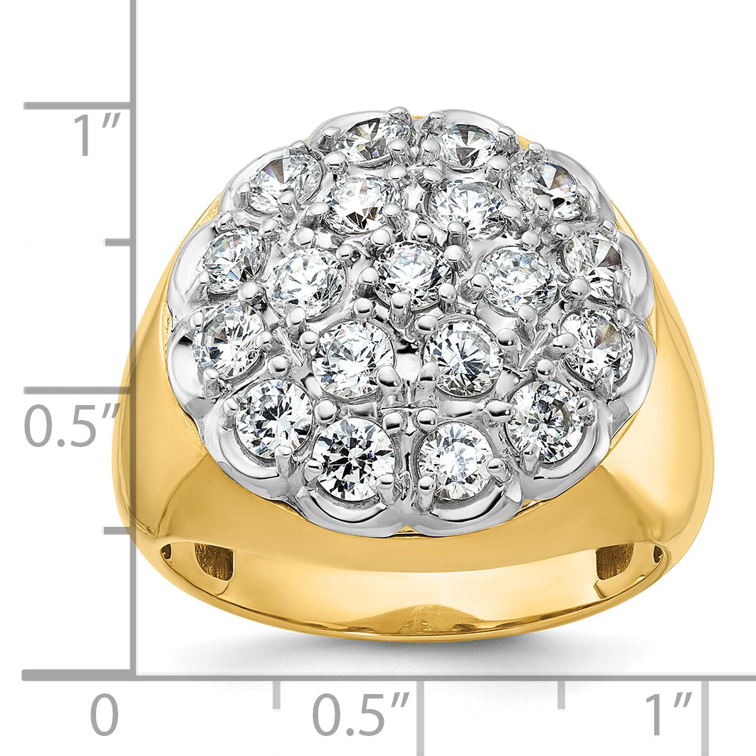 14k Two-tone Mens Polished Round Cluster Ring Mounting, Mounting Only Secondary image