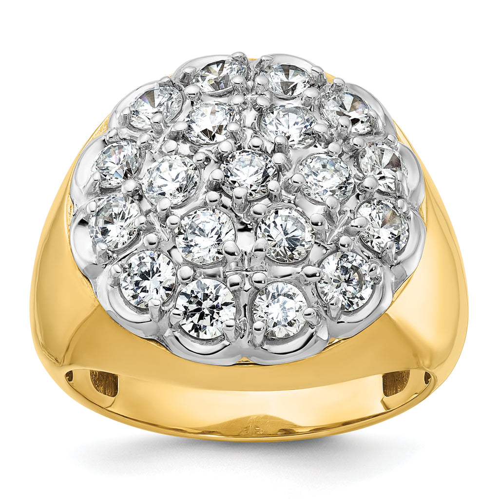14k Two-tone Mens Polished Round Cluster Ring Mounting, Mounting Only - Sophia Jewelers
