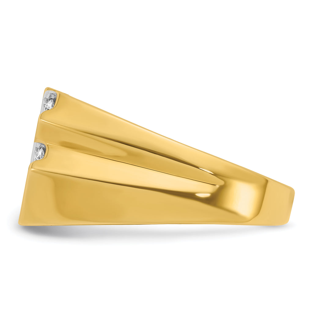 14k Mens Polished Satin and Grooved Ring Mounting, Mounting Only - Sophia Jewelers
