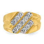 14k Men's Polished and Grooved 3/4 Carat AA Quality Diamond Ring - Sophia Jewelers