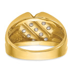 14k Mens Polished Satin and Grooved Ring Mounting, Mounting Only - Sophia Jewelers