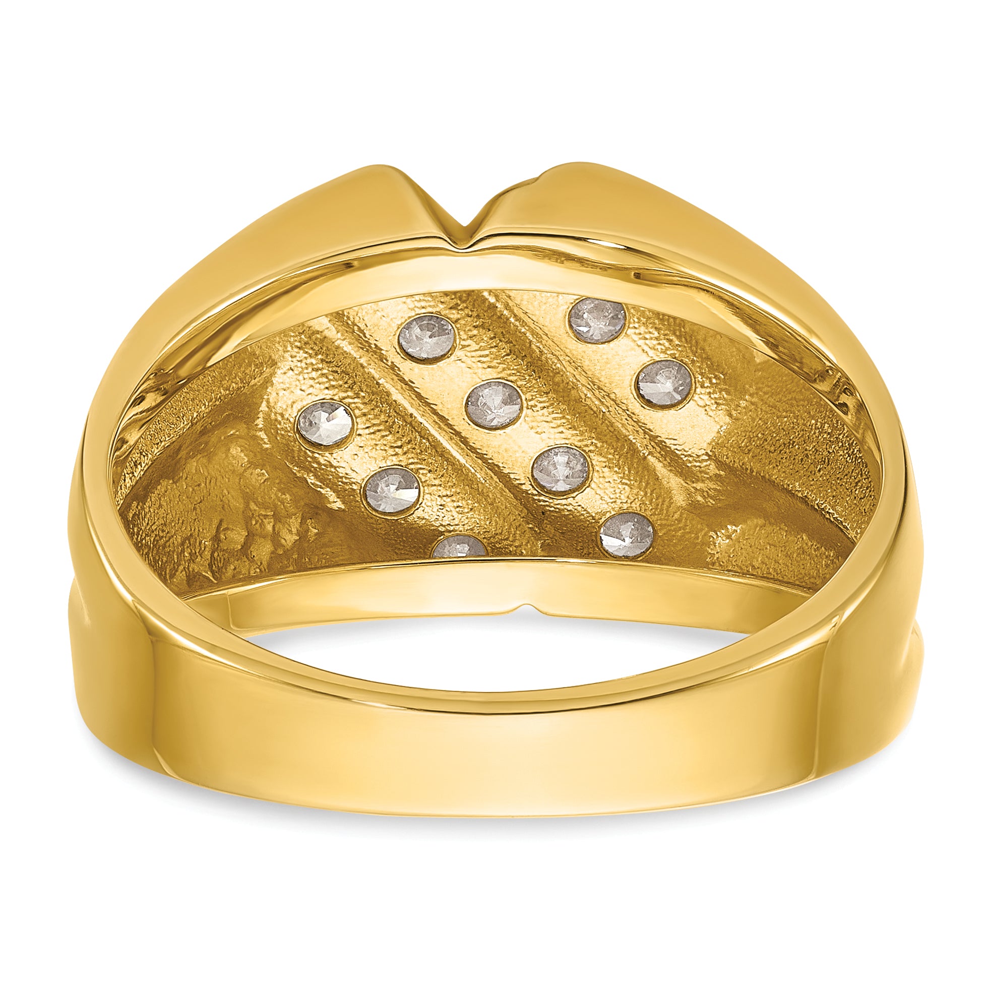 14k Men's Polished and Grooved 3/4 Carat AA Quality Diamond Ring - Sophia Jewelers