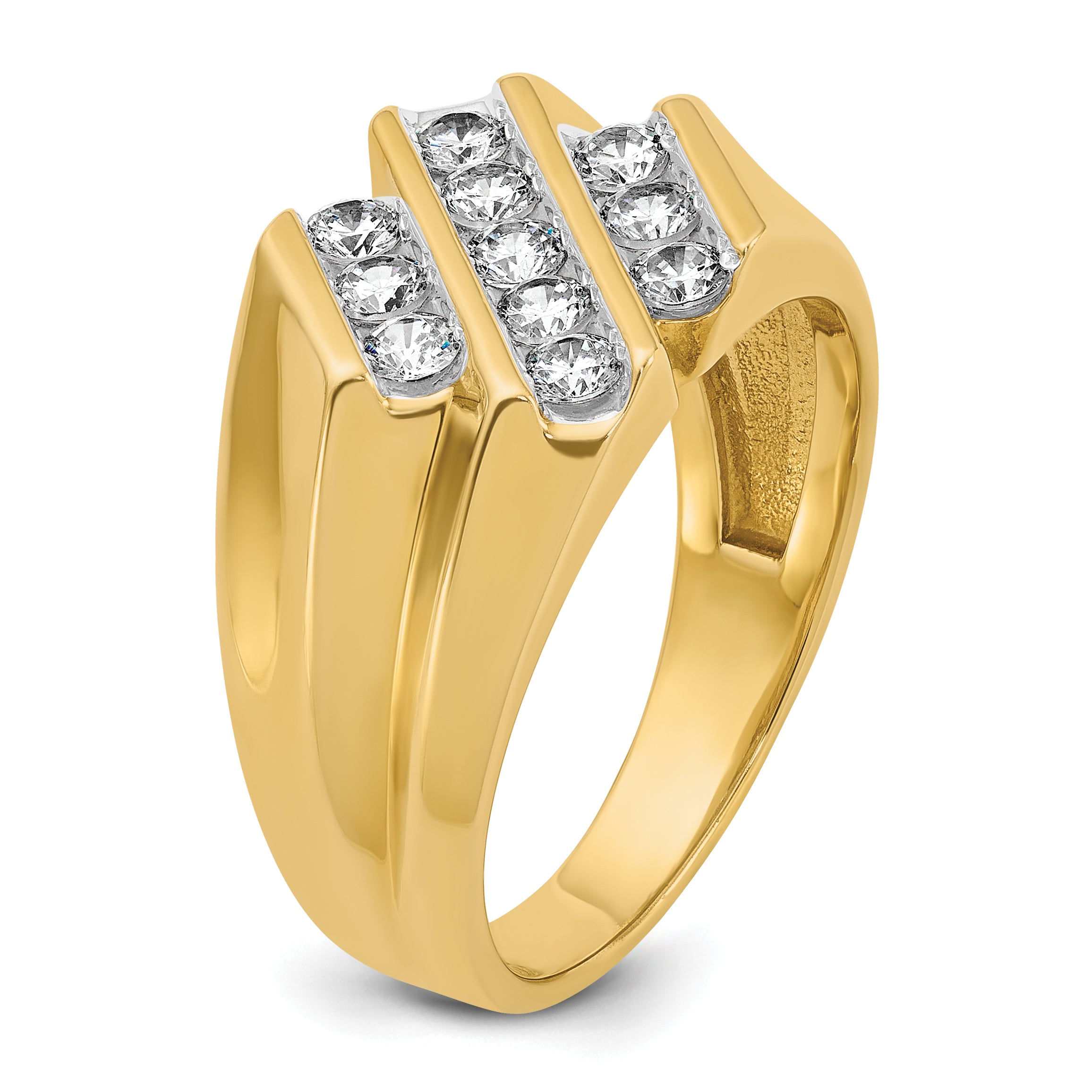 14k Men's Polished and Grooved 3/4 Carat AA Quality Diamond Ring - Sophia Jewelers