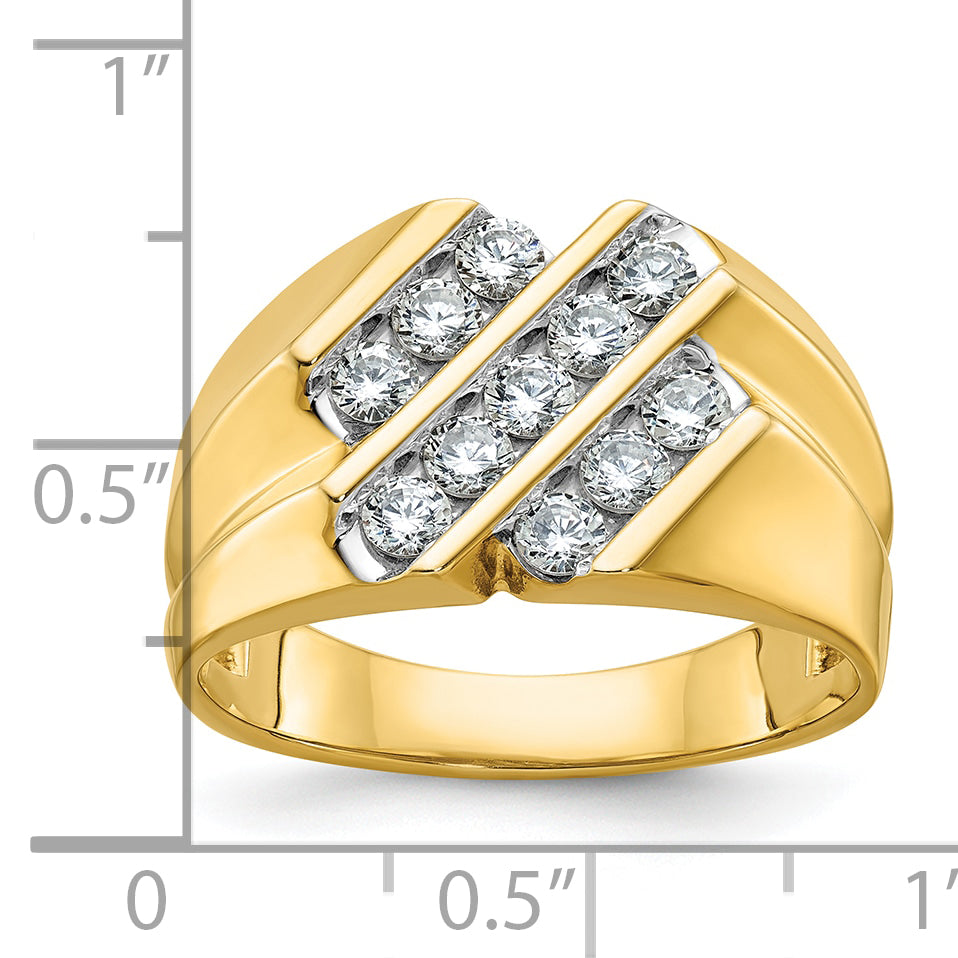 14k Men's Polished and Grooved 3/4 Carat AA Quality Diamond Ring - Sophia Jewelers