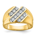 14k Men's Polished and Grooved 3/4 Carat AA Quality Diamond Ring - Sophia Jewelers