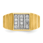 14k with White Rhodium 1/3 carat Lab Grown Diamond VS/SI+ G+ Polished Satin and Grooved Three Row Me - Sophia Jewelers