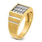14k with White Rhodium 1/3 carat Lab Grown Diamond VS/SI+ G+ Polished Satin and Grooved Three Row Me - Sophia Jewelers