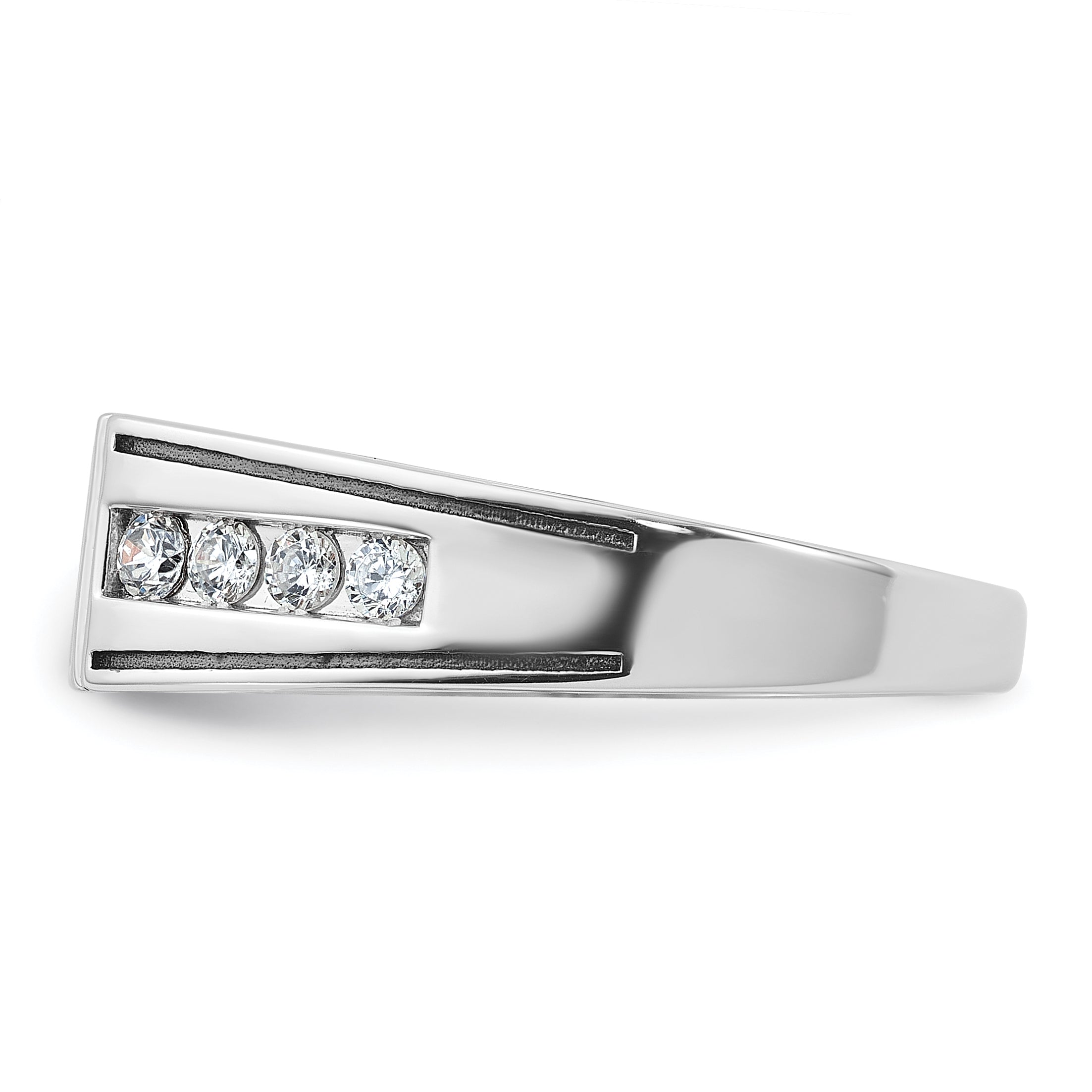 14k White Gold with Black Rhodium Satin 7/8 carat Black and White Diamond Complete Mens Ring - Sophia Jewelers