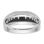 14k White Gold with Black Rhodium Satin 7/8 carat Black and White Diamond Complete Mens Ring - Sophia Jewelers