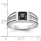 14k White Gold with Black Rhodium Satin 7/8 carat Black and White Diamond Complete Mens Ring - Sophia Jewelers