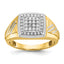 14k with White Rhodium Men's Polished Satin and Grooved 1/3 Carat AA Quality Diamond Square Cluster - Sophia Jewelers