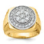 14k Two-tone Mens Polished Satin and Ribbed 2 Carat AA Diamond Round Cluster Halo Ring - Sophia Jewelers
