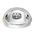 14k Two-tone Men's Polished Satin and Ribbed 1/2 Carat A Quality Diamond Round Cluster Ring