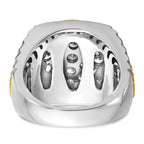 14k Two-tone Men's Polished Satin and Ribbed Round Cluster Ring Mounting, Mounting Only - Sophia Jewelers